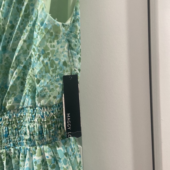 Maggy London size 10 blue and green midi dress NWT accordion fold  fan fold - Picture 9 of 13